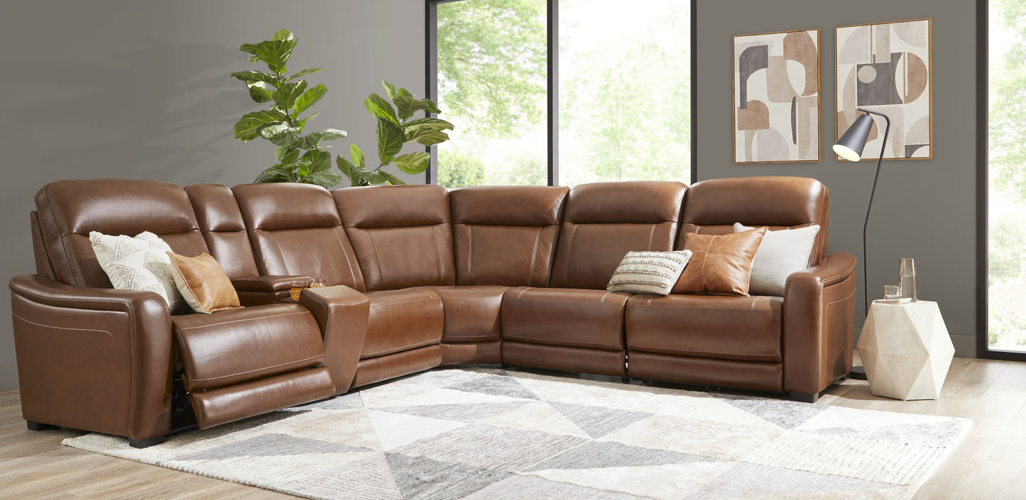 Newport 6-Piece Leather Power Reclining Sectional