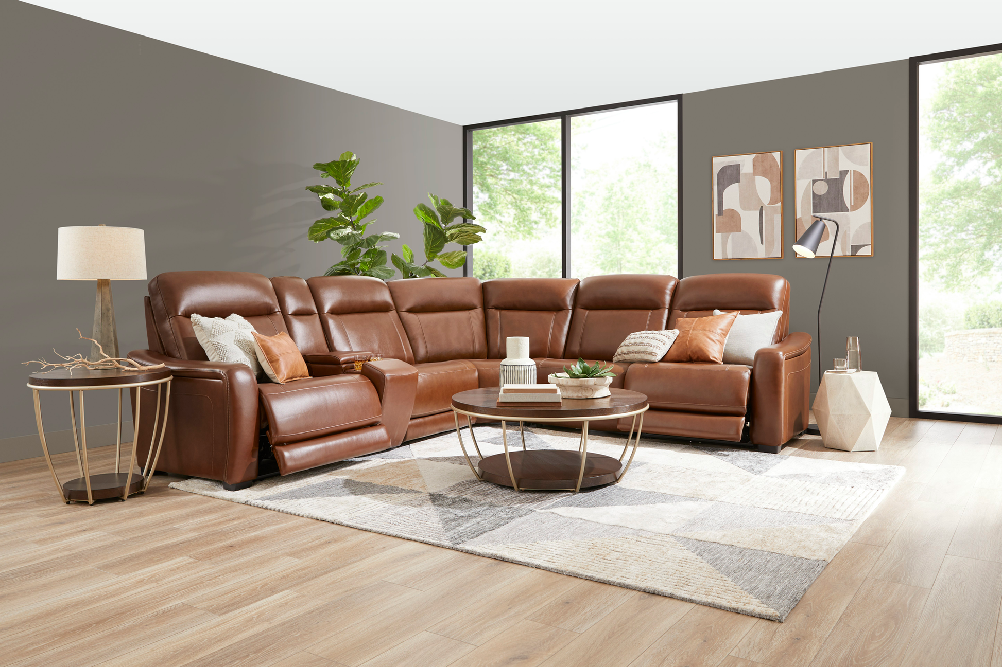 Newport 6-Piece Leather Power Reclining Sectional