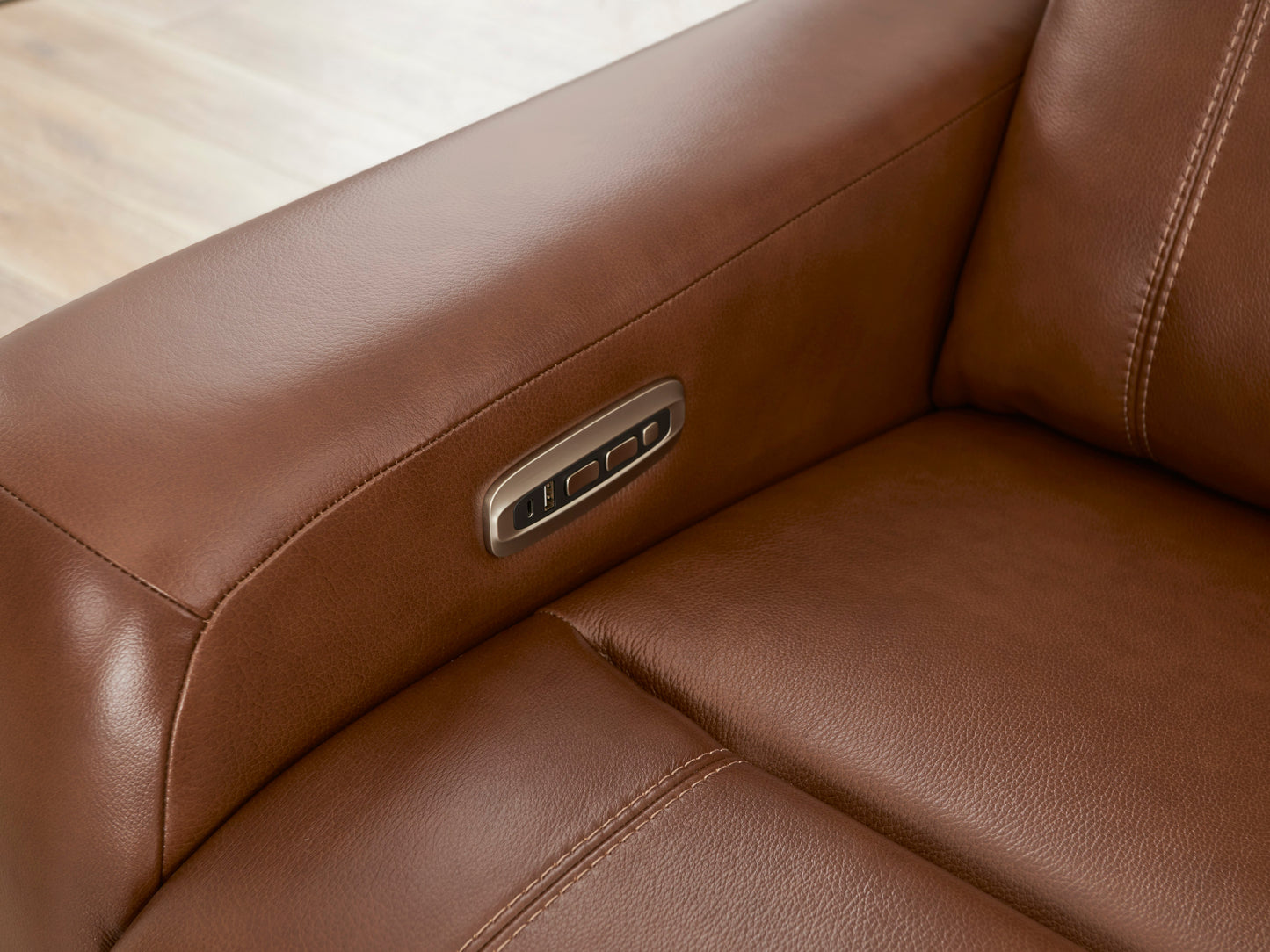 Newport 6-Piece Brown Leather Power Reclining Sectional with Chaise
