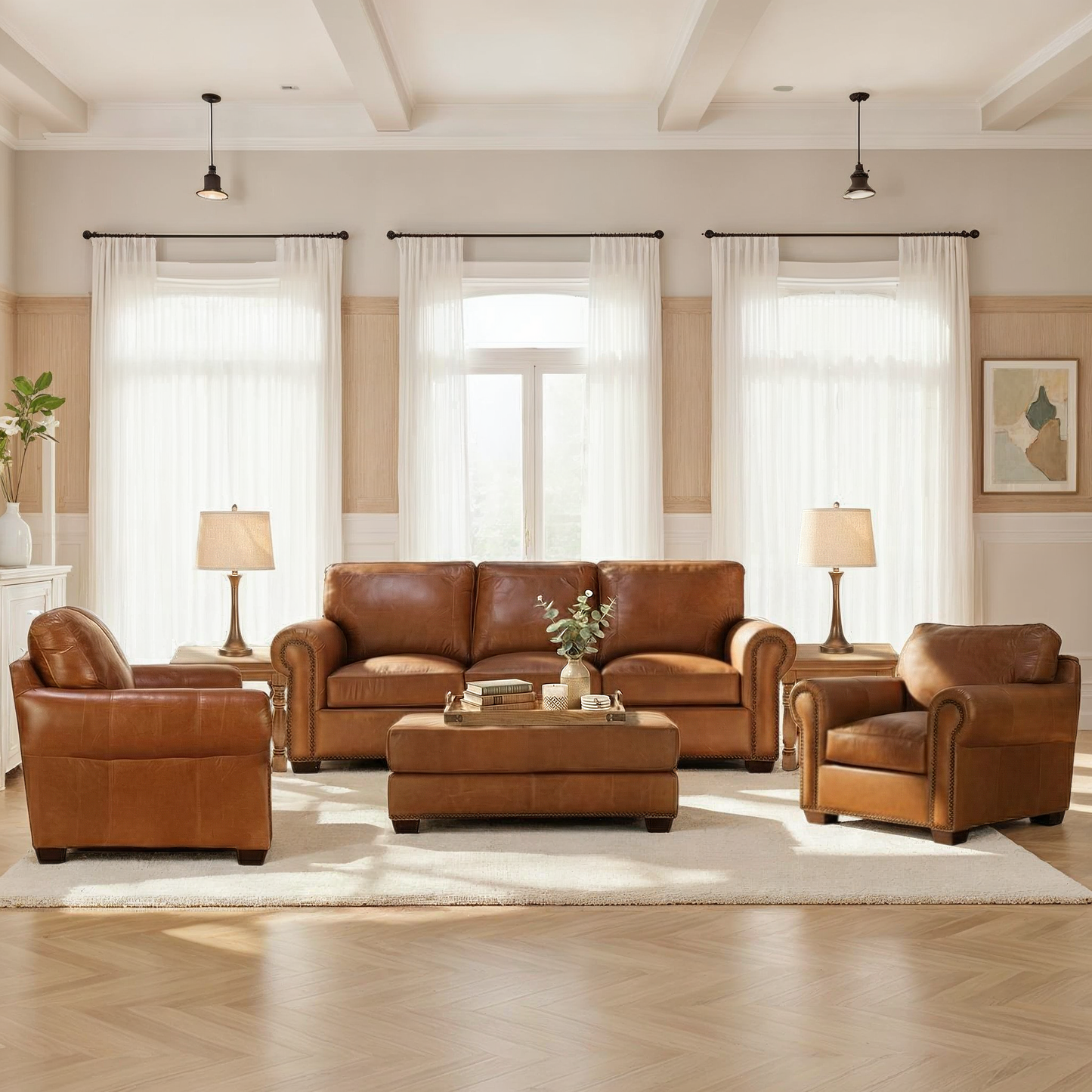 Park Avenue Leather Ottoman