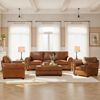 Park Avenue Leather Ottoman