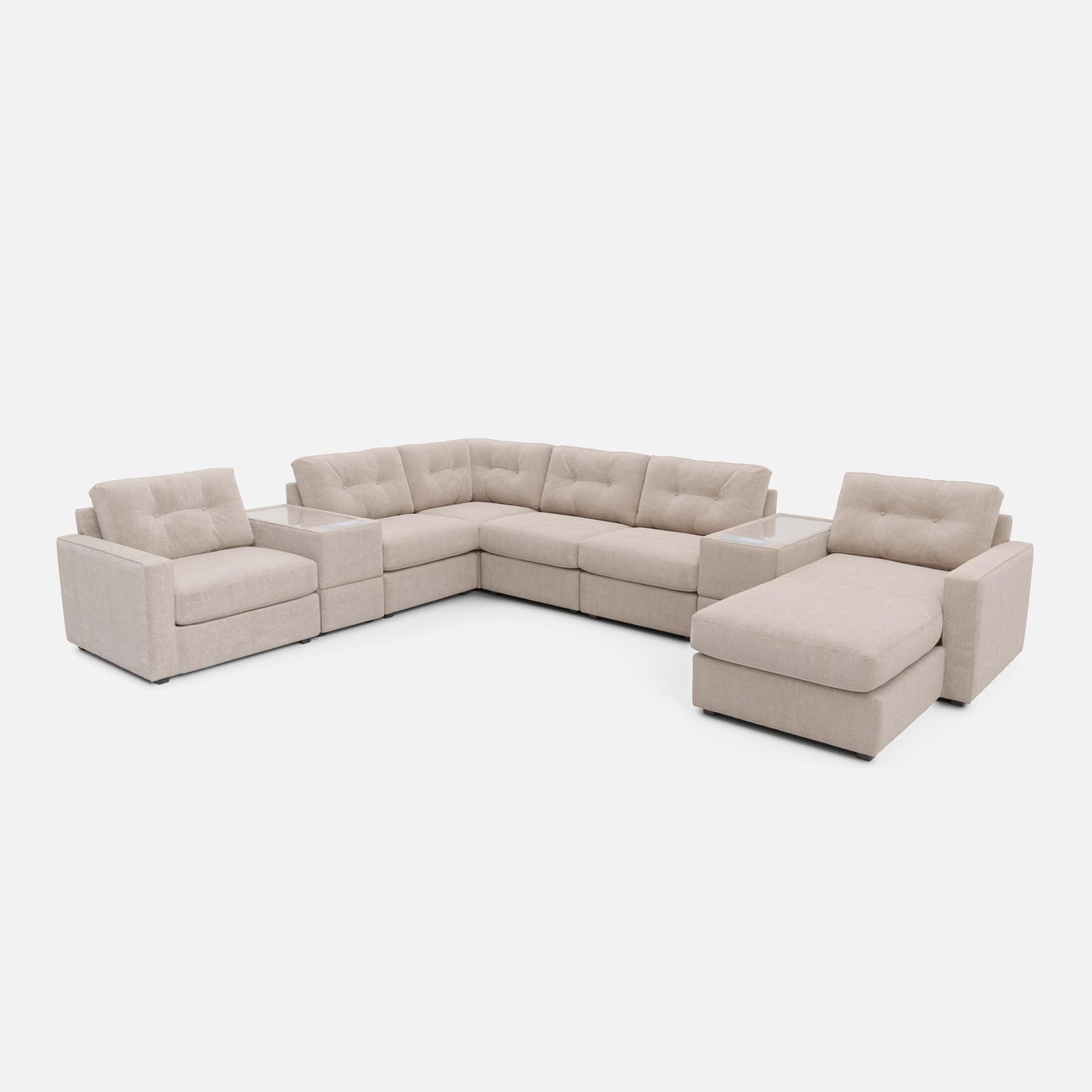 Modular One Right Facing 8-Piece Sectional with E-Console - Stone