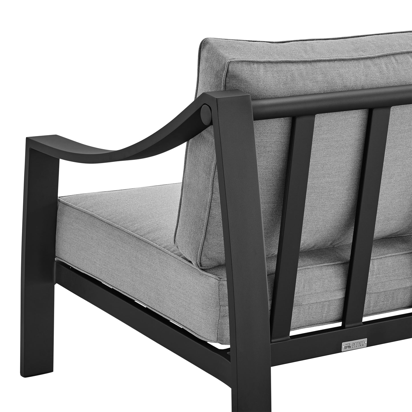 Mongo 4 Piece Outdoor Patio Furniture Set in Black Aluminum with Gray Cushions