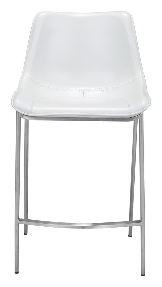 Magnus Counter Stool (Set of 2) White & Silver