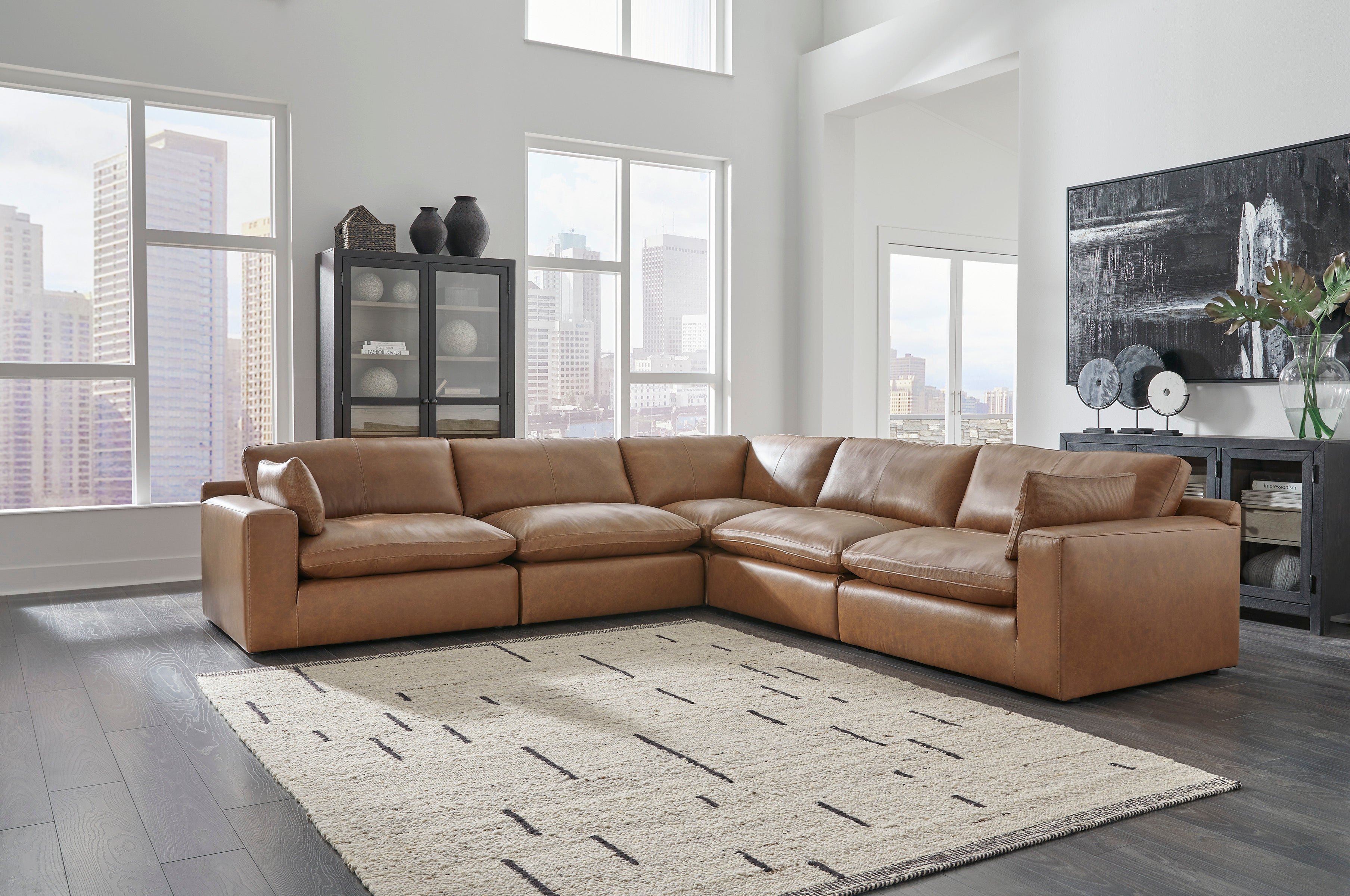 Ashley Emilia 5-Piece Leather Modular Sectional – Levin Furniture
