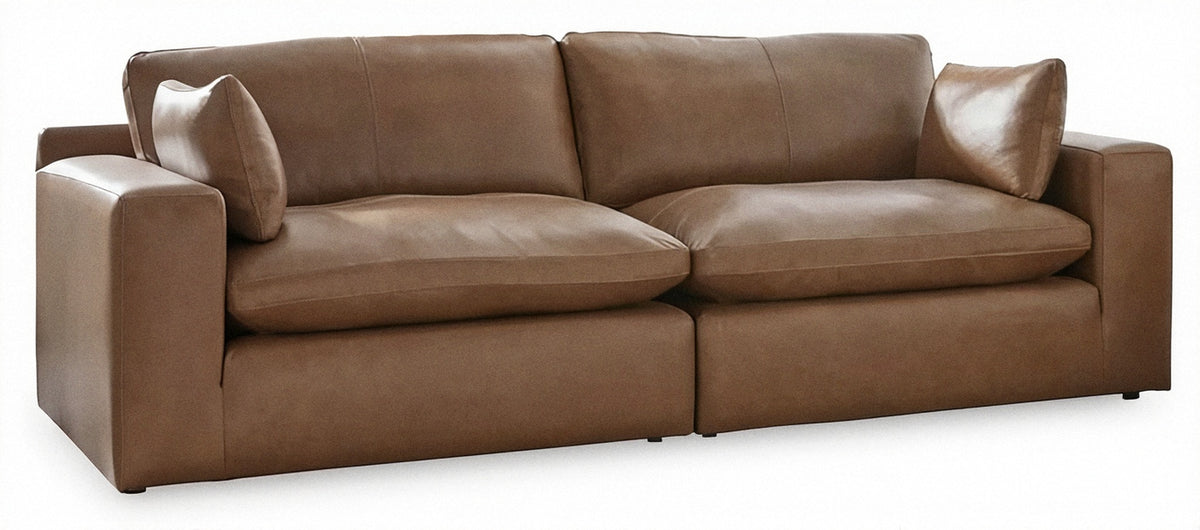 Ashley Emilia 2-Piece Leather Modular Loveseat Brown