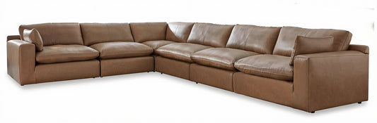 Ashley Emilia 6-Piece Leather Modular Sectional Caramel