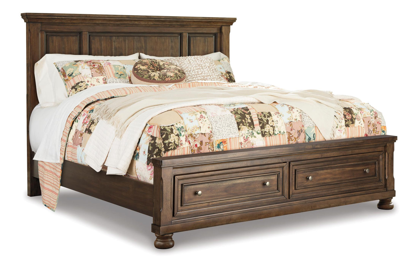 Flynnter Queen Panel Bed with 2 Storage Drawers