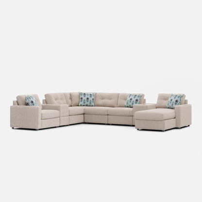 Modular One Right Facing 8-Piece Sectional with E-Console - Stone