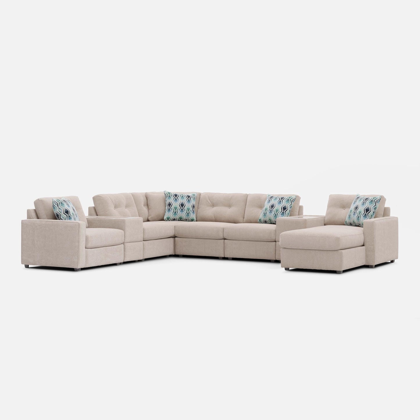 Modular One 8-Piece Sectional Chaise with E-Console