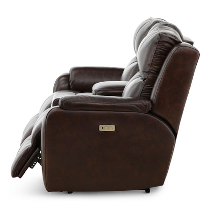 Waylon Leather Power Reclining Console Loveseat