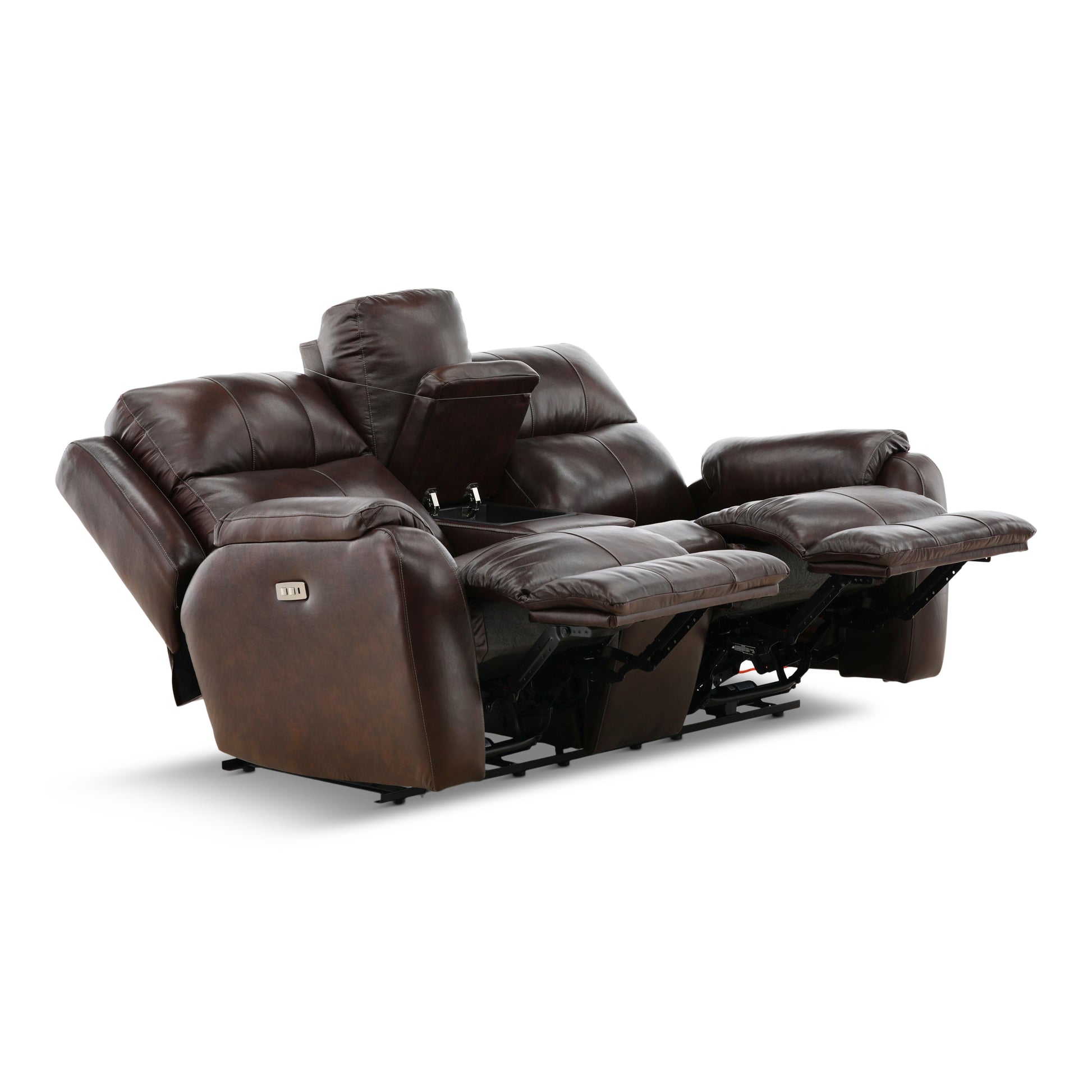 Waylon Leather Power Reclining Console Loveseat