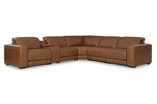 Rally-Up 6-Piece Leather Power Reclining Sectional with Console