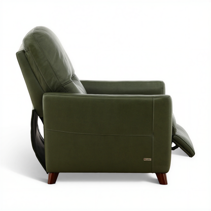 Leather pushback recliner