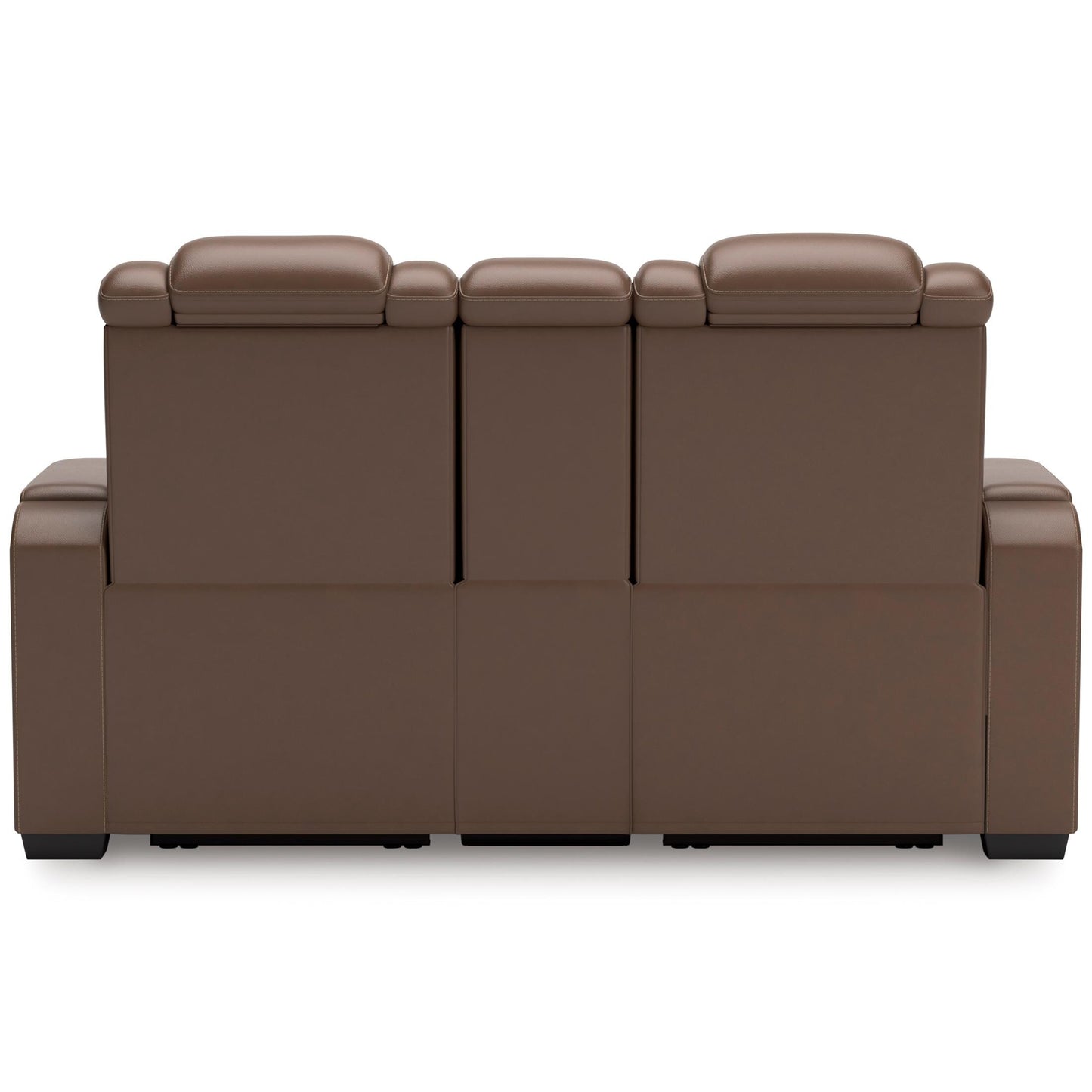 High Impact Leather Power Reclining Console Loveseat