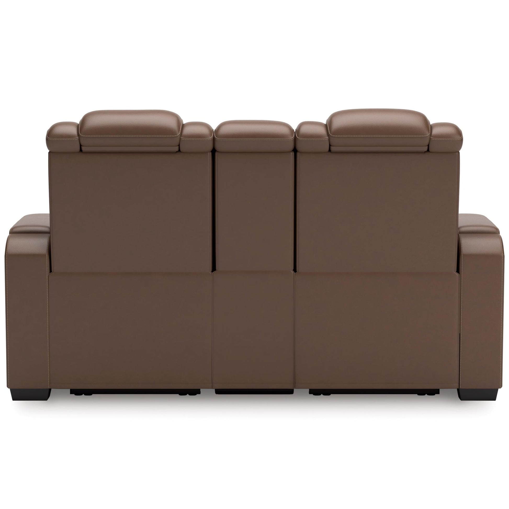 High Impact Leather Power Reclining Console Loveseat