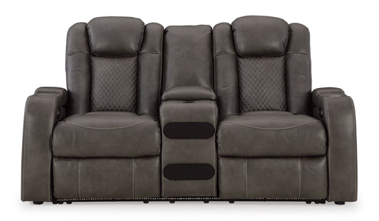 Fyne-Dyme Dual Power Reclining Loveseat with Console Shadow - alternate view
