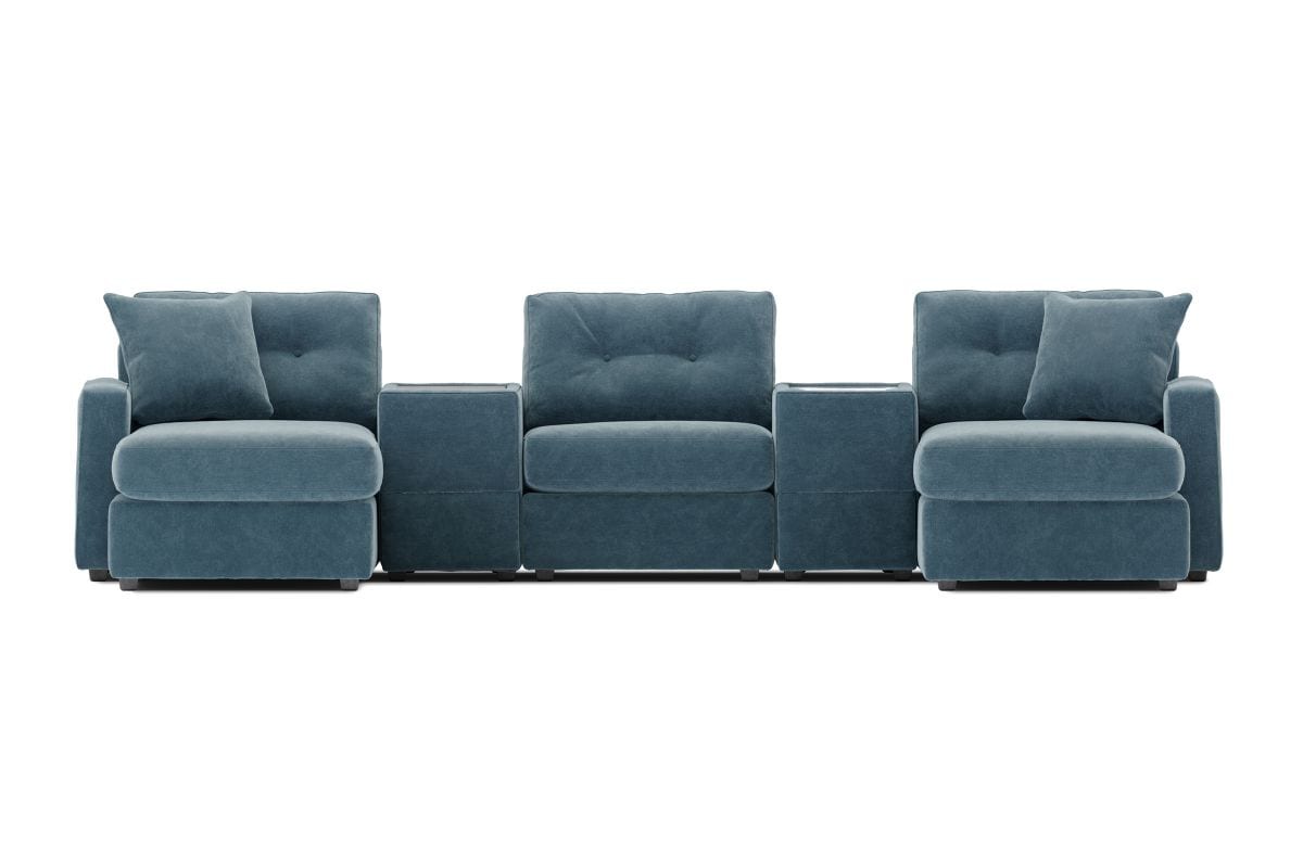 Modular One 5-Piece Theater Sectional with Dual Chaise Teal