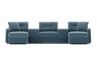 Modular One 5-Piece Theater Sectional with Dual Chaise Teal