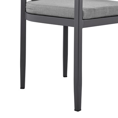 Argiope Outdoor Patio Dining Chairs in Aluminum with Gray Cushions (Set of 2)