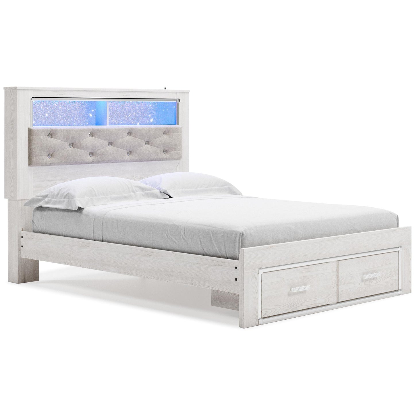 Altyra King Upholstered Bookcase Bed with Storage