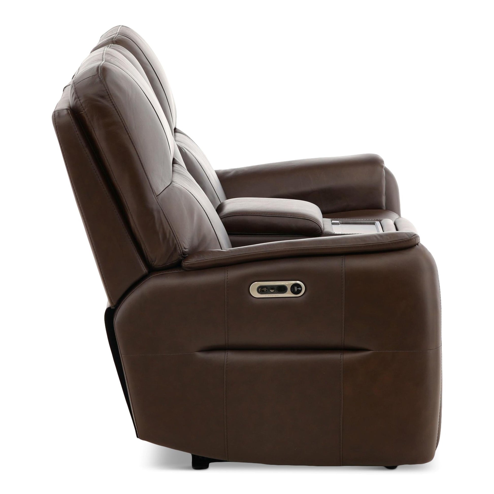 Walker Leather Power Reclining Console Loveseat