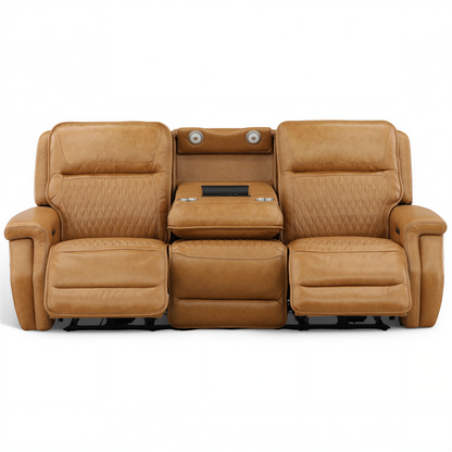 Denton Leather Power Reclining Home Theater Sofa