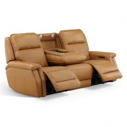 Denton Leather Power Reclining Home Theater Sofa