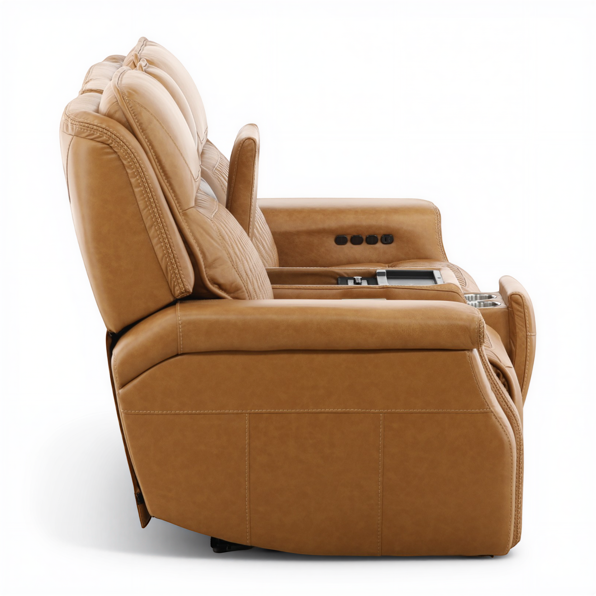 Denton Leather Power Reclining Home Theater Console Loveseat