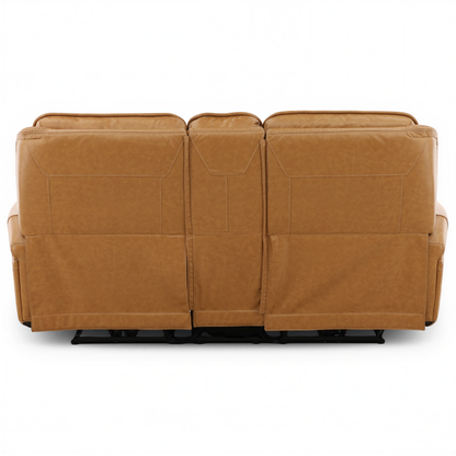 Denton Leather Power Reclining Home Theater Console Loveseat