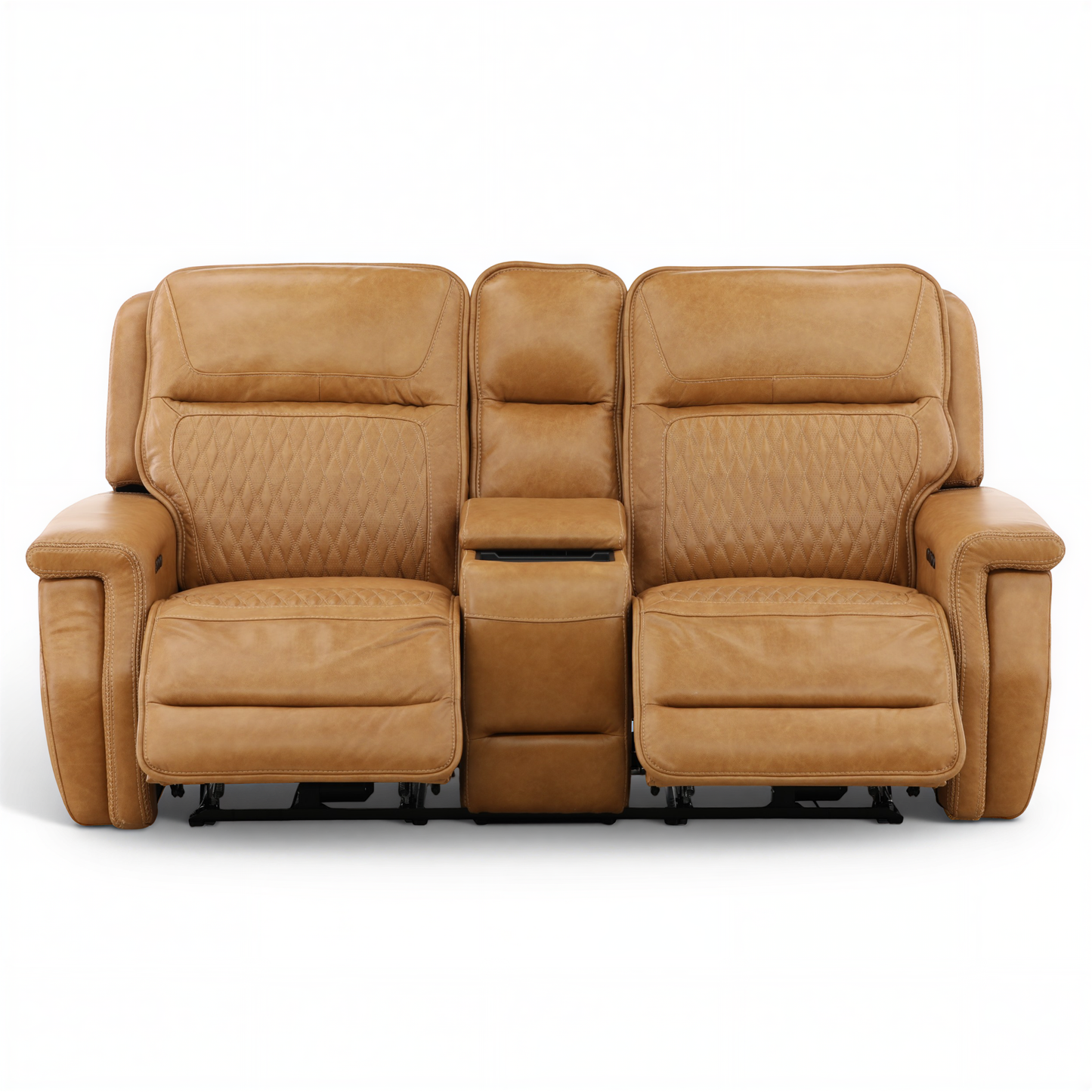 Denton Leather Power Reclining Home Theater Console Loveseat