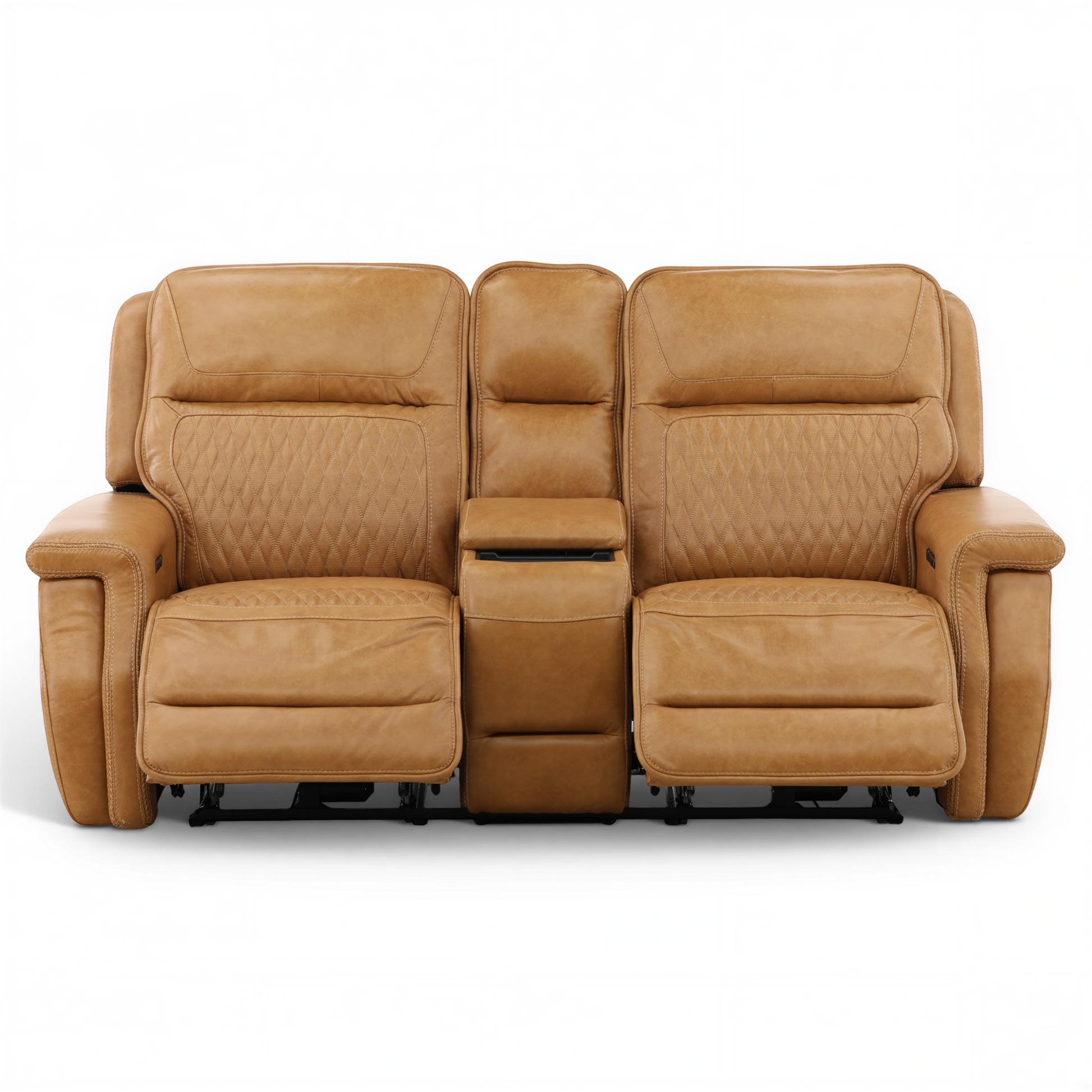 Denton Leather Power Reclining Home Theater Console Loveseat