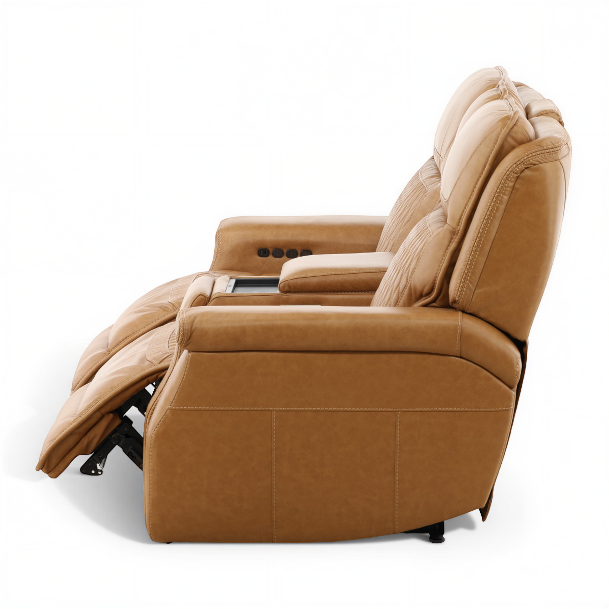 Denton Leather Power Reclining Home Theater Console Loveseat