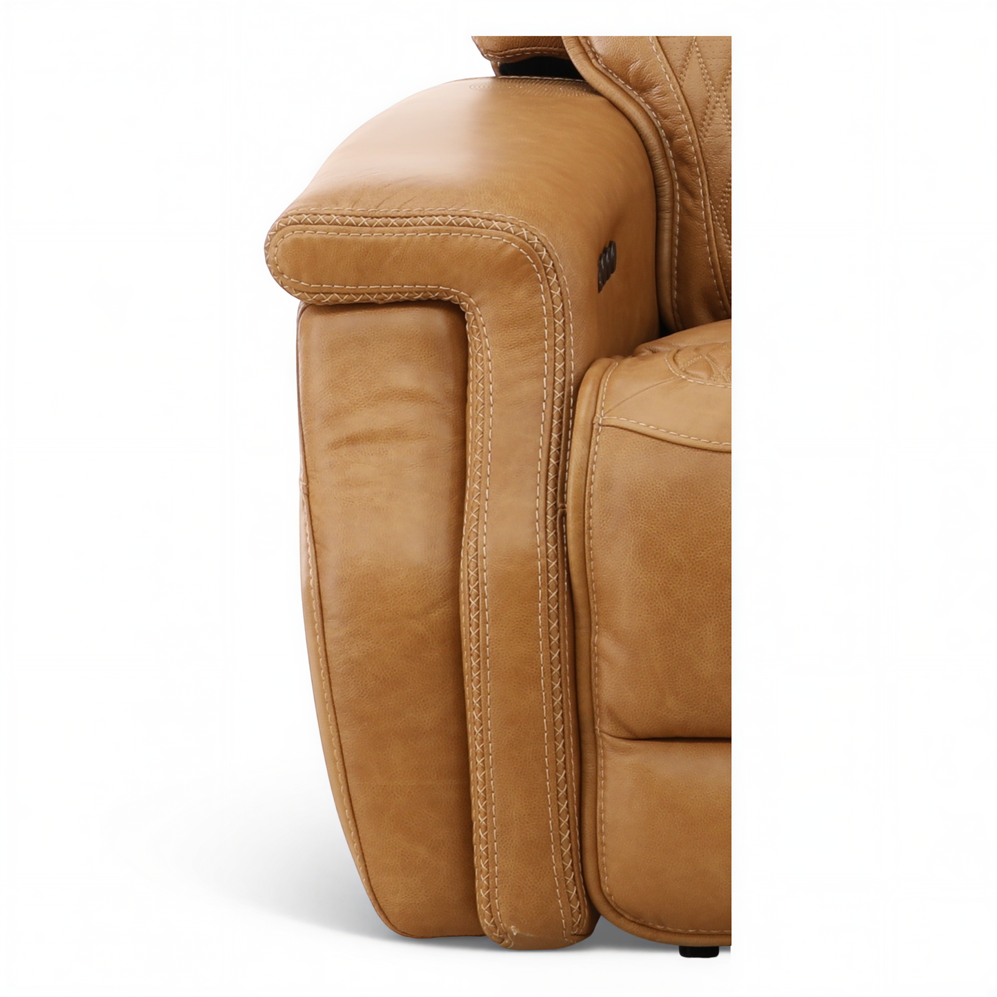 Denton Leather Power Reclining Home Theater Console Loveseat