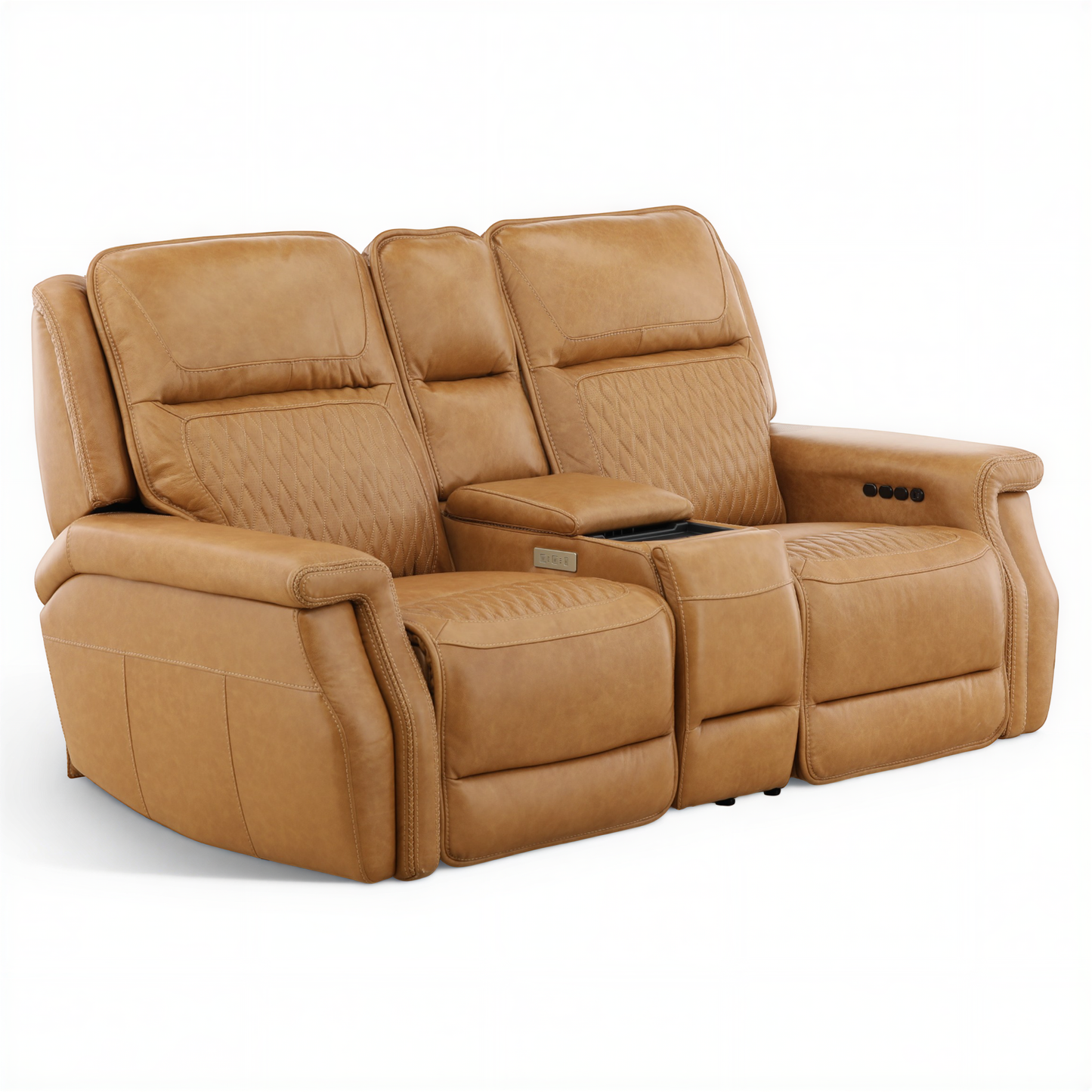 Denton Leather Power Reclining Home Theater Console Loveseat