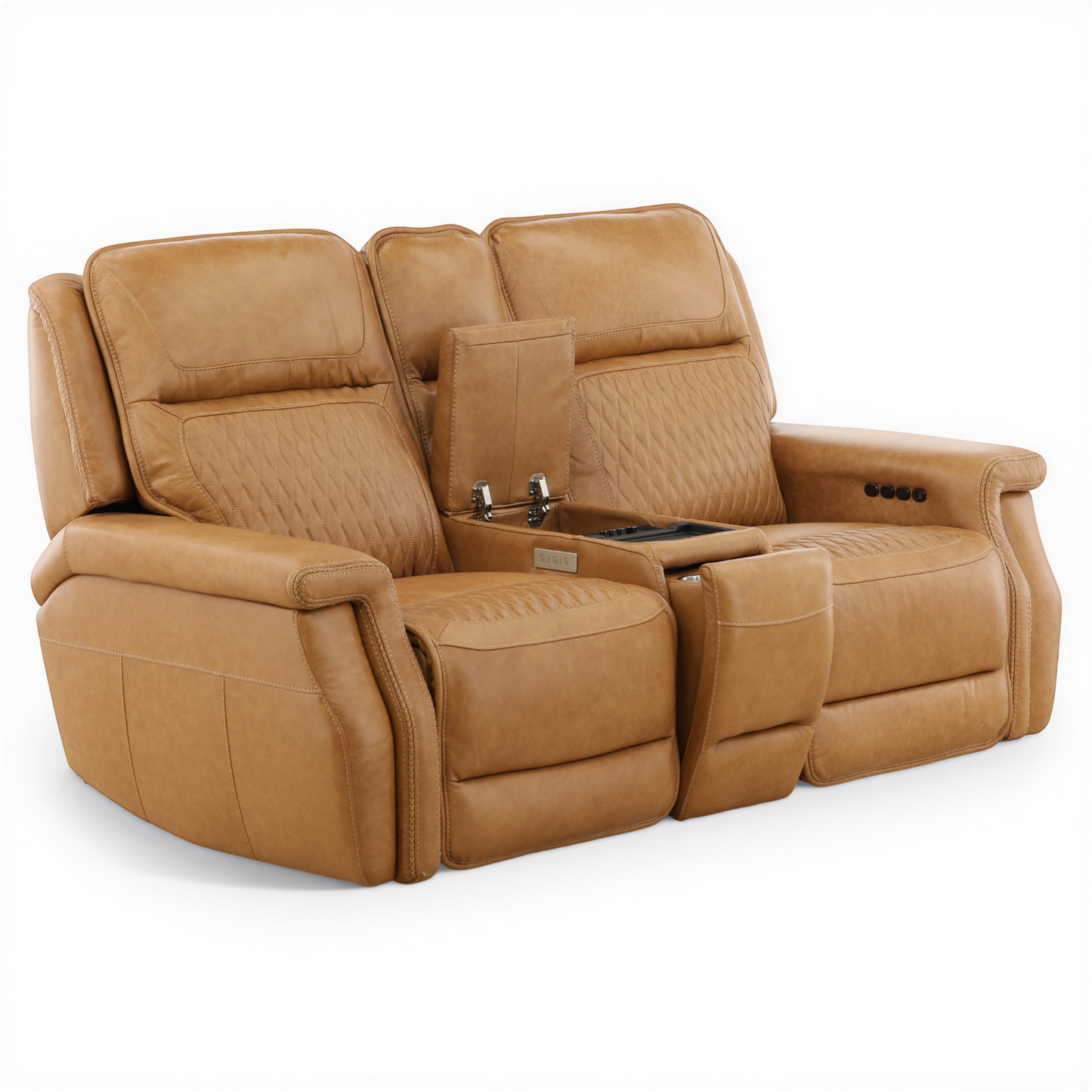 Denton Leather Power Reclining Home Theater Console Loveseat