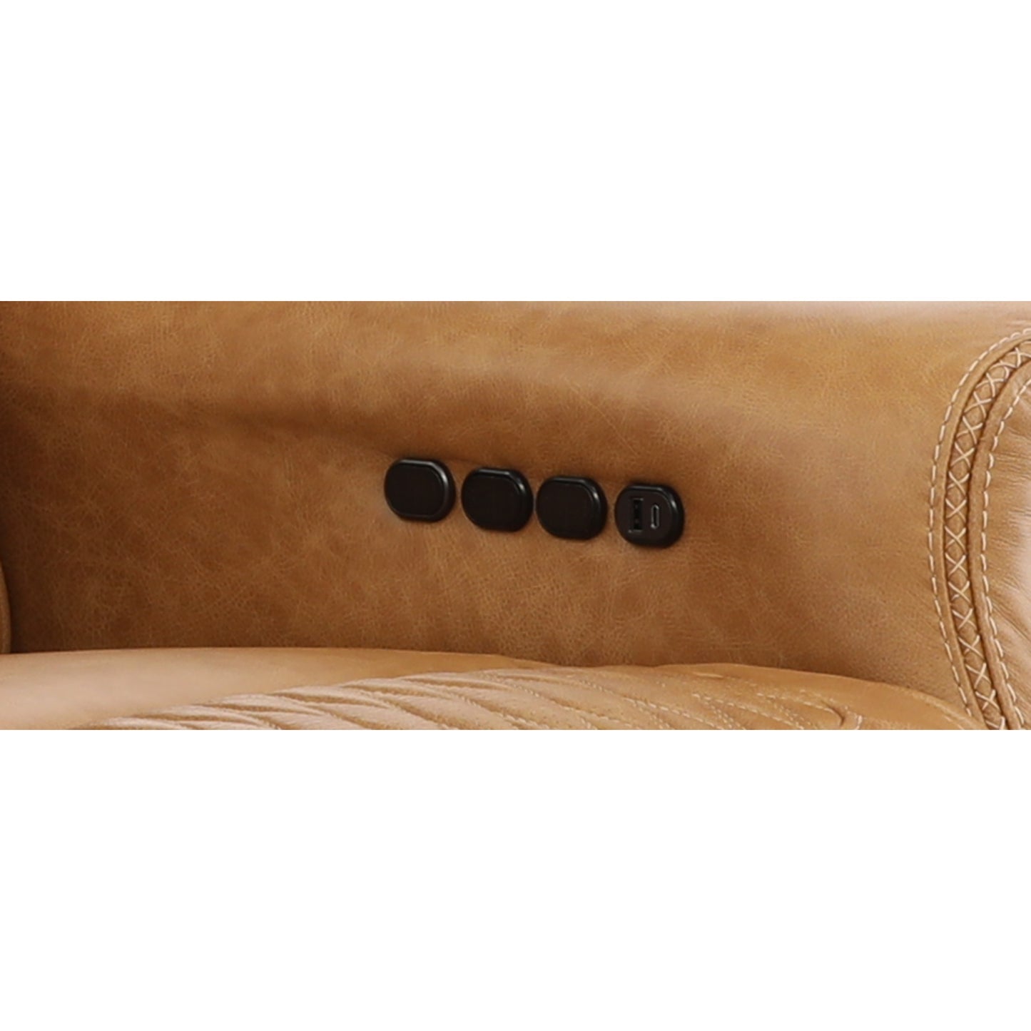 Denton Leather Power Reclining Home Theater Console Loveseat