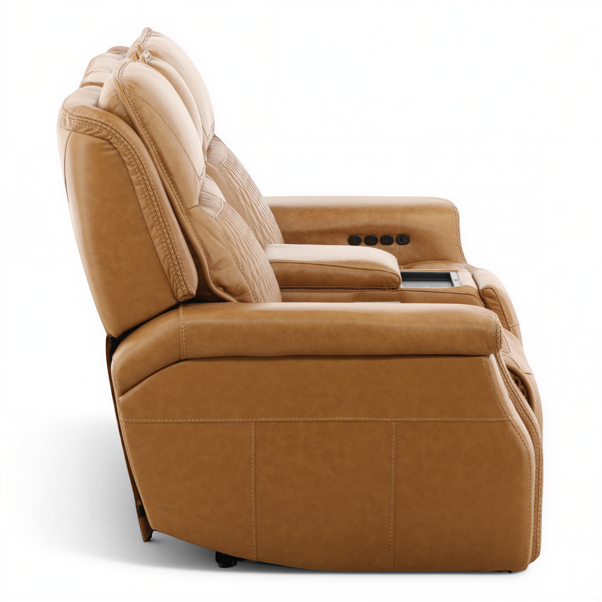 Denton Leather Power Reclining Home Theater Console Loveseat