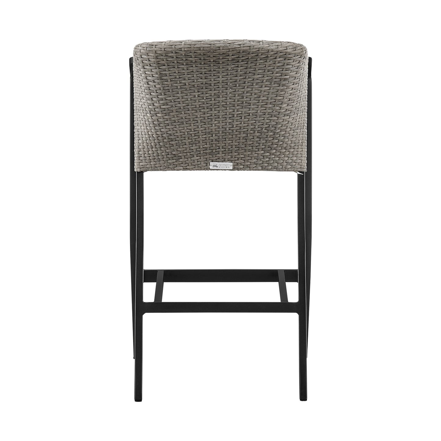 Aileen Outdoor Patio Counter Height Bar Stool in Aluminum and Wicker with Gray Cushions