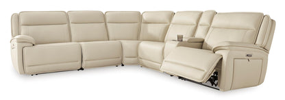 Double Deal 6-Piece Leather Power Reclining Sectional with Console