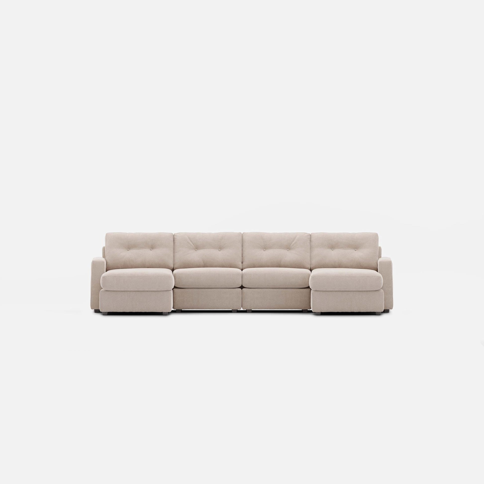 Modular One 4-Piece Sectional with Dual Chaise Stone
