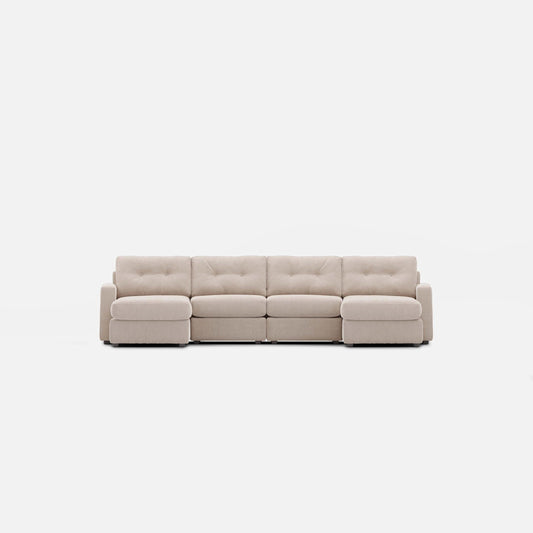Modular One 4-Piece Sectional with Dual Chaise Stone