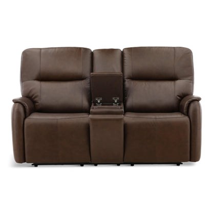 Walker Leather Power Reclining Console Loveseat