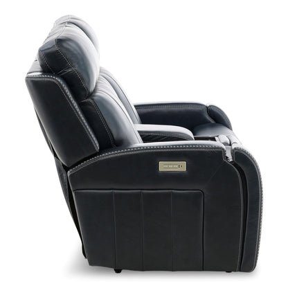 Hampton Leather Power Reclining Console Loveseat