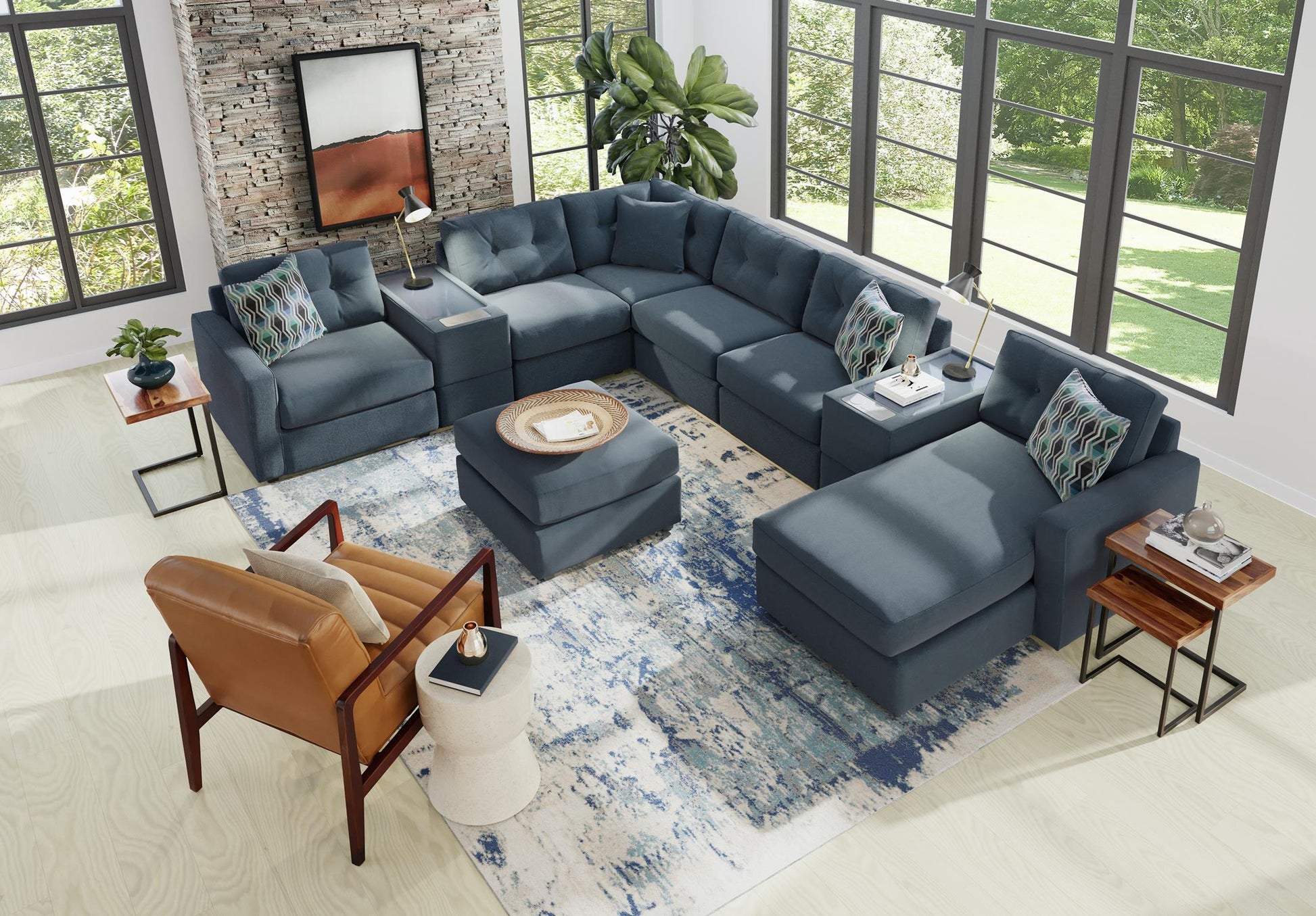 Modular One Right Facing 8-Piece Sectional - Navy