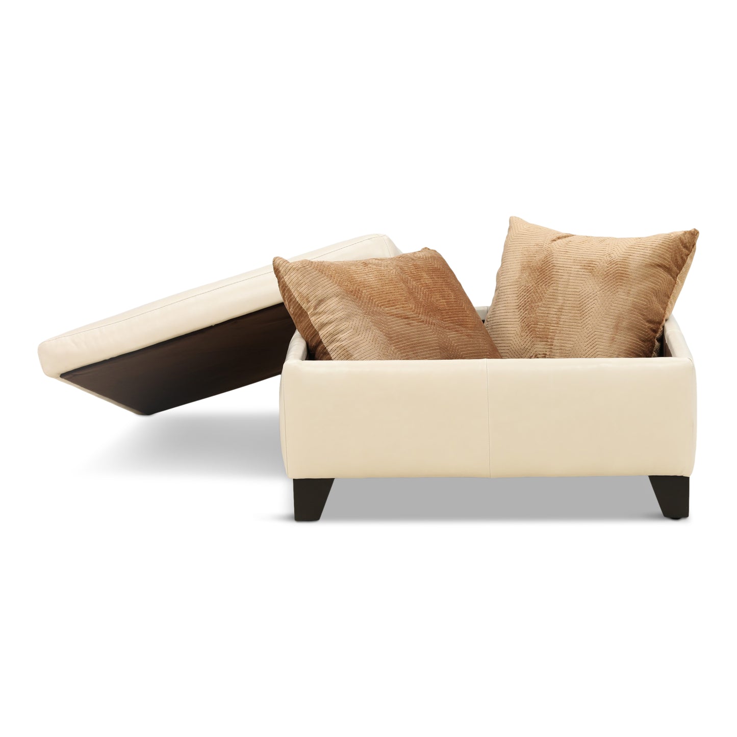 Marseille Leather Storage Ottoman with Throw Pillows