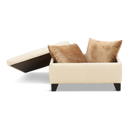 Marseille Leather Storage Ottoman with Throw Pillows