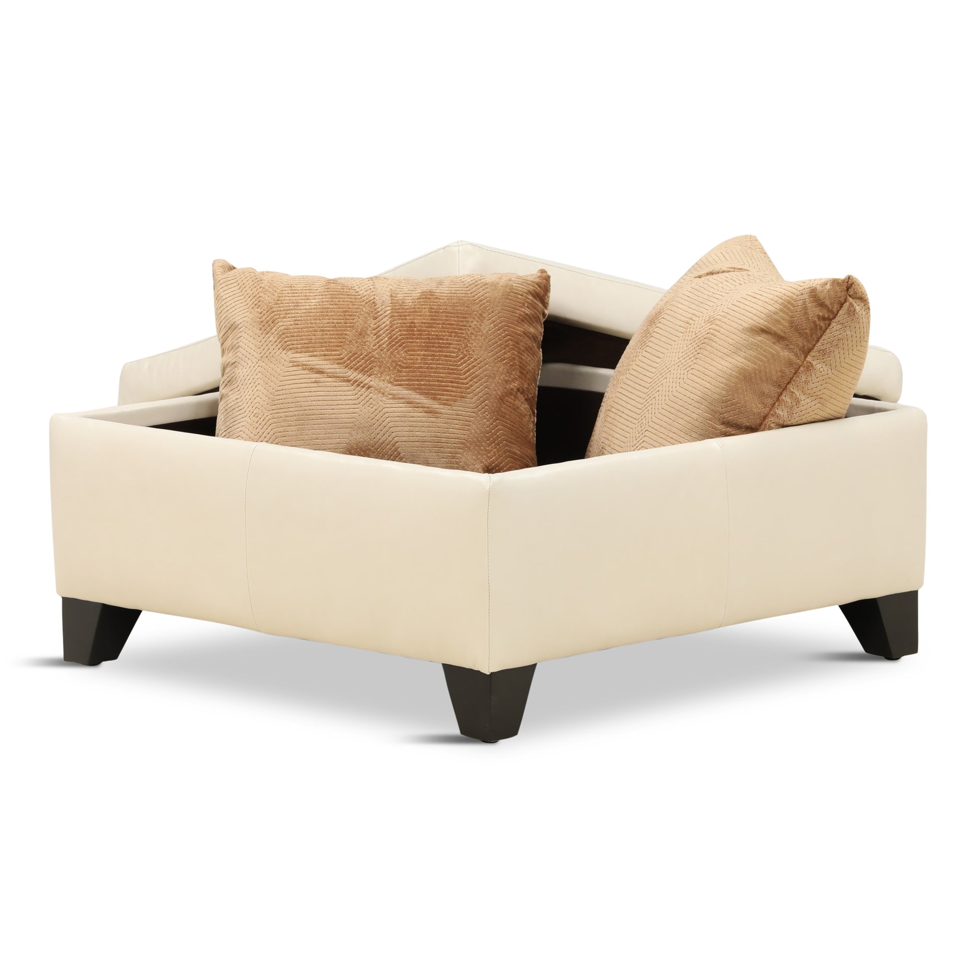 Marseille Leather Storage Ottoman with Throw Pillows
