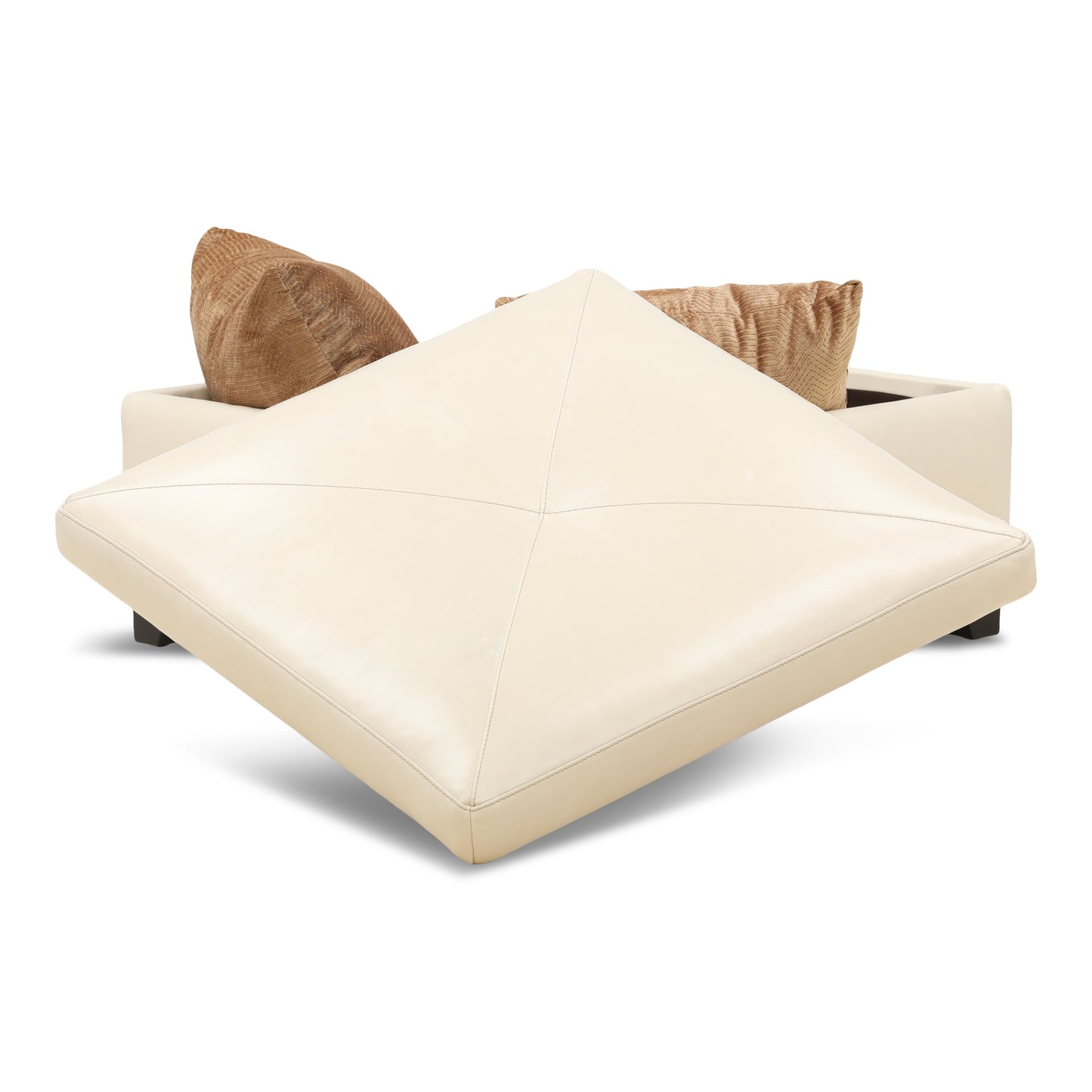 Marseille Leather Storage Ottoman with Throw Pillows