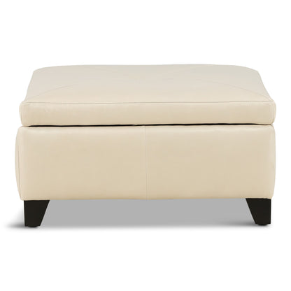 Marseille Leather Storage Ottoman with Throw Pillows